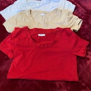 Ardene Red, Beige, and White Short Sleeve Tees